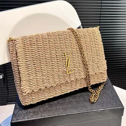 Woman Cross Body Straw Bag designer bag luxury crossbody shoulder chain bag small crochet flap lady phone purse 10A 2024