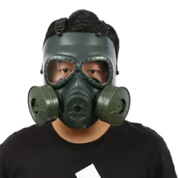 Notebooki taktyczne wojskowe maska ​​na paintball CS Gaming ochronny hełm armia głowa twarz Maska gazowa Protector wyposażona w podwójne wentylatory