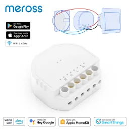 Kontrollera MEROSS HOMEKIT SMART DIY Light Switch Module WiFi Inwall Switches Wireless 1Gang 1Way Switch för Alexa Google Home SmartThings