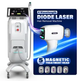 Máquina de beleza de remoção de cabelo a laser profissional 4 Diodo de comprimento de onda Lazer 755 940 1064 808nm Equipamento Lazer Departamento de epilatador Sistema de Android de resfriamento de gelo