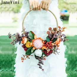 Wedding Flowers JaneVini Ramos De Flores Artificiales Brides Flower Wreath Artificial Vintage Bridal Bouquets Garland Decoration Ornament