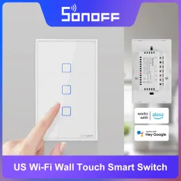 Control SONOFF TX T0US 1/2/3 Gang WiFi Wall Touch Smart Switch Flash Sale Remote Control via eWeLink APP Works With Alexa Google