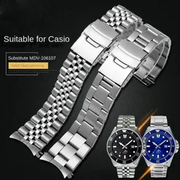 Casio Watchband MDV106 MDV107 MDV106D MTPVD01 스테인리스 스틸 금속 남성 스트랩 블랙 손목 대역 22mm 240409 용 아크 마우스 워치 밴드