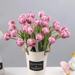 Flores decorativas 7pcs/buquê Artificial Flower Silk Tulip Baked Fake Plant for Christmas Wedding Decoration Acessórios