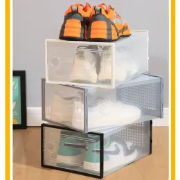 Behälter klare Schuhkartons transparent stapelbare Schuhkasten Plastik Flip Abdeckung Schuhkarton Sneaker Halter Organizer Box Billig