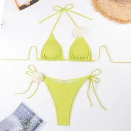 Designer di costumi da bagno Maillot de Bain Triangle Bikini Bikini Set poliestere a bassa spiaggia a bassa spiaggia Stampa screpola