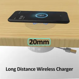 Ładowarki 20 mm qi niewidzialne bezprzewodowa ładowarka stolik ładujący biurko meblowe biurko wbudowane na iPhone 11pro xs Samsung S20 S10 Xiaomi