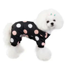 Parkas kış evcil köpek giysileri sıcak köpek ceket ceket polka dot pamuk tulum su geçirmez kıyafetler küçük köpekler için kedi hoodies kostüm