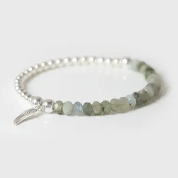 Strands Fashion Angel Wing Charm Bracciale sfaccettato braccialetti in pietra naturale perle Labradorite perle Lucky Bracciale per uomini Donne Energy Jewelry