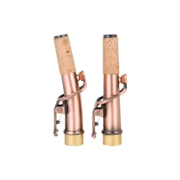 Saxophone 2 Pcs Saxophone Neck Soprano Sax Straight Curved Neck Imitation Red Copper Quality Brass Woodwind Instrument Parts Accessories