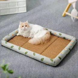 Mats MADDEN Summer Cat Bed Lightweight Breathable Pet Rattan Mat Cat Nest Mat Ice Nest Dog Bed Cat Cool Nest Small Dogs