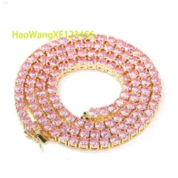 2024 SEGNI GIOVANI GIOVANI UOMINI DI LUXI DONNA DONNA Diamond completamente ghiacciato 4mm Colore personalizzato Rainbow colorato zircone CZ Pink CZ Tennis Catena