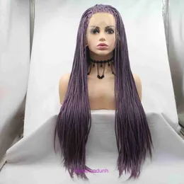 Factory Outlet Fashion Wig Hair Online Shop Synthetic Synthetic Womens Deep Purple Longo Longo Small Braid Braid High Temperature Silk BandBand Cover