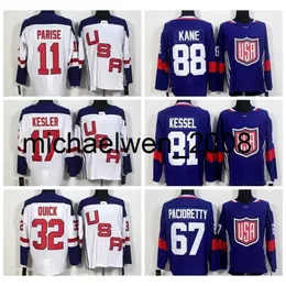 KOB WENG 2017 ХОККЕЙ команда США футболки чемпионата мира Blue White 88 Patrick Kane US Jersey 32jonathan Quick 67max Pacioretty 81Phil Kessel 30BEN Bishop Bishop