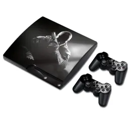 Adesivos novos jogos de decalque de vinil skin/adesivos para PS3 Slim Console e 2 controllersblue Skull tnp3slim5156