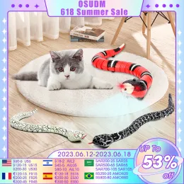 Toys Osudm Sinkeing Automatic Snake Cat Toys Smart Interactive Cats Cats Toy Electric Training Kitten USB Acessori ricaricabile