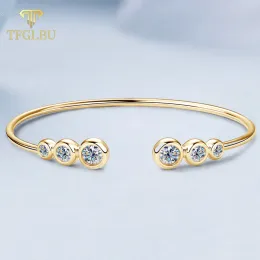 Strands Tfglbu 1.8cttw Teste de passe d Bracelete de moissanita colorida para mulheres Trendy 925 Sterling Silver Bubble Bangle Jóias de qualidade de luxo