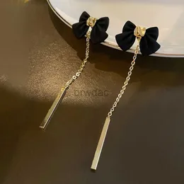 Dangle Chandelier Black Bowknot أقراط للنساء 2024 New In Light Luxury Bow Drop أقراط عتيقة أزياء رائعة السحر الهدية D240323