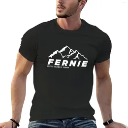 Herrtankstoppar Ski Fernie Alpine Resort BC Canada Skiing and Mountain Cykling Paradise T-shirt Black T Shirts Mens Shirt Graphic