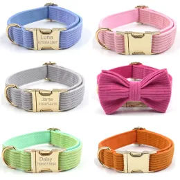 Collari con vellutoy collare per cane personalizzato Nome personalizzato ID Tag Dog Collari con bowtie Incise un piccolo medio di grandi dimensioni Collar regolabile