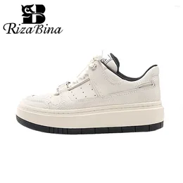 أحذية غير رسمية Rizabina Size 36-42 منصة أحذية رياضية نساء من الجلود الحقيقية جولة إصبع القدم عبر الشريط اليومي للسيدات التنفس الرياضة