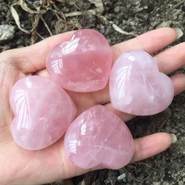 Palma intagliato rosa in cristallo rosa al quarzo di rosa naturale amante della gemma cura delle gemme di pietra golf di pietra di pietra gemme zoz