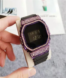 2018 أحدث الرجال الساعات الرياضية جميع الوظائف LED LED HARRATCHES الفاخرة الرقمية الرقمية للنساء Diamond Square Watch8727880