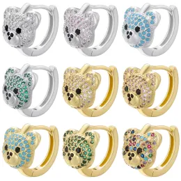 Orecchini Zhukou Cute Bear Small Hoop Orecchini Rainbow Cubi Zirconia Donne Orecchini a cerchio Orecchini Huggie Orecchini Gioielli all'ingrosso VE872