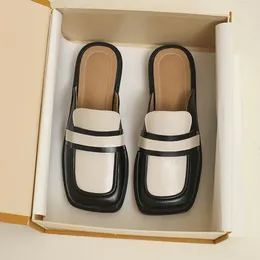 Slippers Slip-on Half French for Women England Party Sandals Loafer Dress Shoes Slides Slides Designer Summer 2024