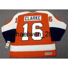 Kob Weng Bobby Clarke 1974 CCM Vintage Away Hockey Jerseyすべてが最高品質のすべての名前任意の番号