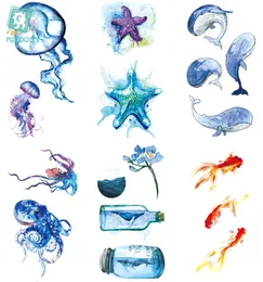 Rocooart RC464475 New Water Proof Temporary Tattoo Stickers Cartoon Coloful Ocean Fish Dance Fake Flash Taty Tattoo tatouage C1816059982