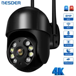 Kameralar Besder 4K 8MP 5MP Ultra HD PTZ WiFi IP Kamera AI İnsan Algılama 1080p UHD Ses Kamera Otomatik İzleme P2P Video Gözetim