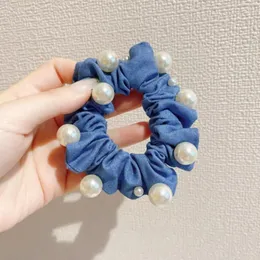 Haarklammern Haarnadel Denim Bow Mode exquisite Schmuck Perlen Seil Blau Kristall Scrunchie Mädchen