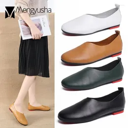 Lässige Schuhe weiche PU -Leder für Frauen Vintage Round Toe Flats Frau Ballerina Slip auf Laobers bequeme schwangere Damen Moccasins