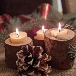 Kerzenhalter 1pc Holz Kerzenstick Rustikale Hochzeitsfeier Dekoraiton eingebetteter Halter Basis für Weihnachten Navidad Mittelstücke Dekor Dekor