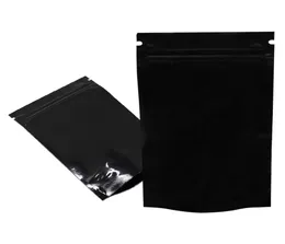 100pcslot svart stand up aluminium folie zip lås förpackning väska mylar värmebeegling återvinningsbart blixtlås mat te förpackning8484503
