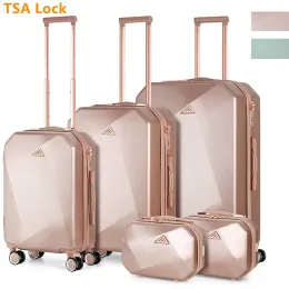 Set da 5 pezzi set bagaglio sventura spazzatura spazzone set di bagagli a blocco TSA leggero