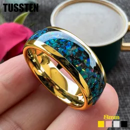 Zespoły Dropshipping Tussten 8mm So Beautiful Galaxy Opal Ring Tungsten Wedding Wedding For Men Women Comfort Fit