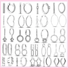 Örhängen Hot Sale 2023 Sparkling Zircon Pave Bave Earrings 925 Silver Circle Round Heart Earrings for Women Wedding Engagement Smycken