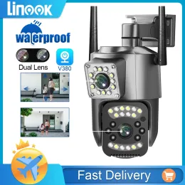 Cameras Linook V380 Pro 4G SIM CARD CCTV kamera Wi -Fi 4K 8MP, bezprzewodowa kamera nadzoru na zewnątrz, kamera bezpieczeństwa IP