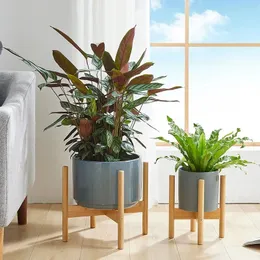 Ahşap çapraz dört ayaklı çiçek standı güçlü dayanıklı bedava bonsai standı ev tepsi pot bambu ekran raf tutucu bitki dekor 240415