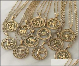 Hänge halsband hängsmycken smycken zodiak brev konstellationer halsband för kvinnor män jungfru libra scorpio skytten capricorn5938380