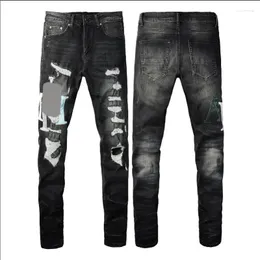 Herren Jeans Purple Männer Designer Herren dünne Denim Pant Destressed Ripped Biker Black Blue Jean Slim Fit Fit
