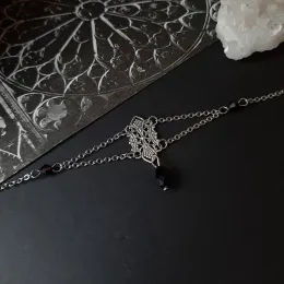 Necklaces Victorian Ornate Black Crystal Gothic Chain Choker Witch, Alternative, Gothic, Medieval,Gift for Goth Girlfriend