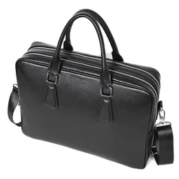 Двойной портфель -портфель Men Men Bag Подличное кожаное плечо 14 -дюймовые мешки для ноутбука большие сумочка для бизнеса Мужские мужские 240418