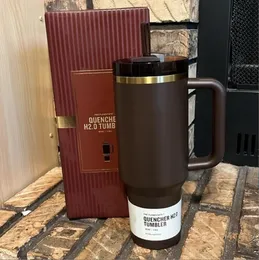 Chocolate Gold Black Chroma 40oz Quencher H2.0 Cups Stainless Steel Tumblers With Handle Lid and Straw Travel Car Mugs Keep Drink Cold Water Bottles 0423