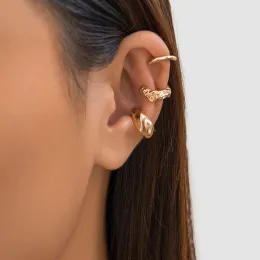 Orecchini Purui Fashion Geometric Orecchini per cuffia per donne 3 pezzi/set metal senza piercing non perforare orecchini da donna per ragazze gioielli