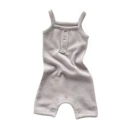 Rompers Summer New Baby PMper 0-12m Bodysuits Bodysuits Newborn Solid One pezzi abiti da neonato H240423