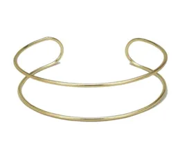 Chokers Two Metal Line Rigid Golden Chocker Bib Neck Torques Choker Necklaces For Woman 2022 Collar Statement Jewelry BijouxChoker9694232