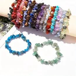 Bangle Natural Gemstone Chakra Bracelets Crystal Healing Chip Chip Gemstone растягиваемые браслеты для женщин Рейки йога Тревога 1 шт.